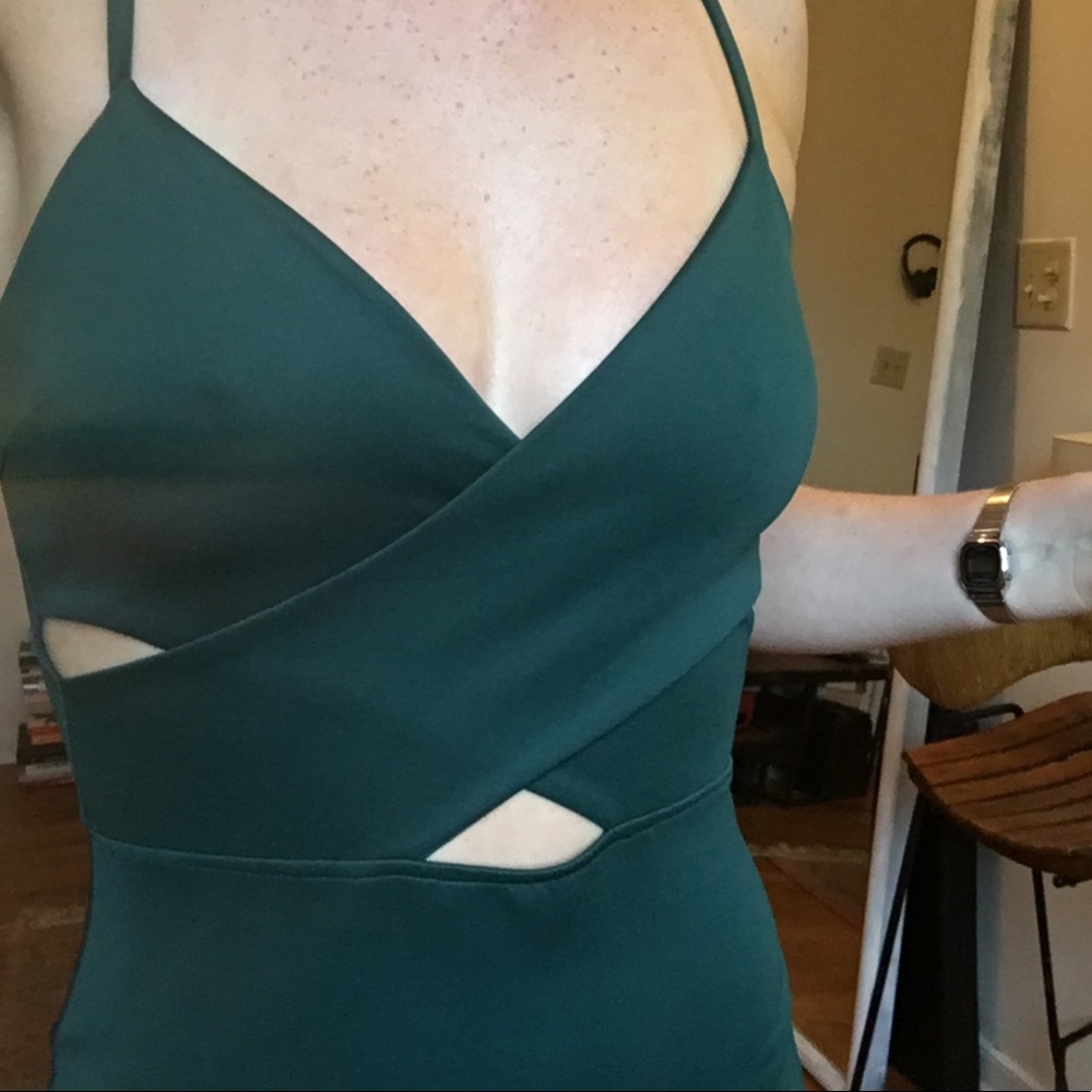 Forrest green cut out body con dress